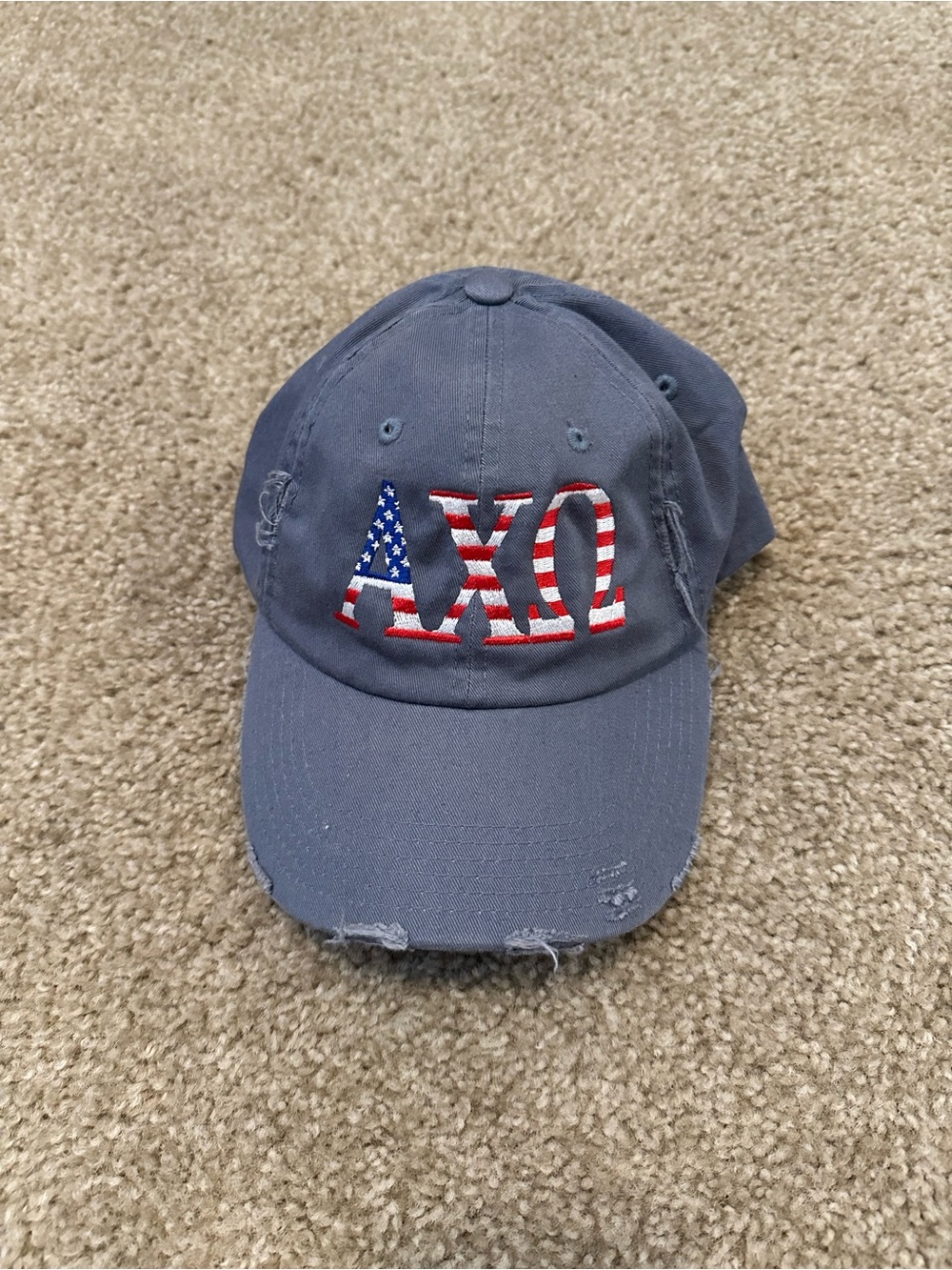 District Blue Baseball Cap with AXO American Flag Embroidery